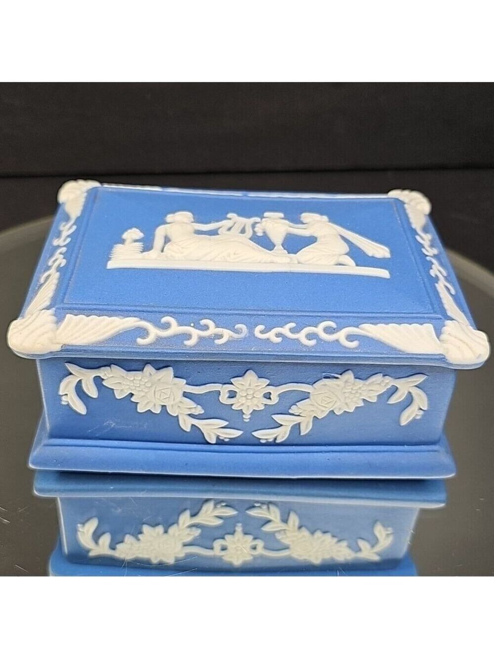 Vintage Ceramic Jewelry Trinket Box Made In Occupied Japan Art Deco 40s-50s